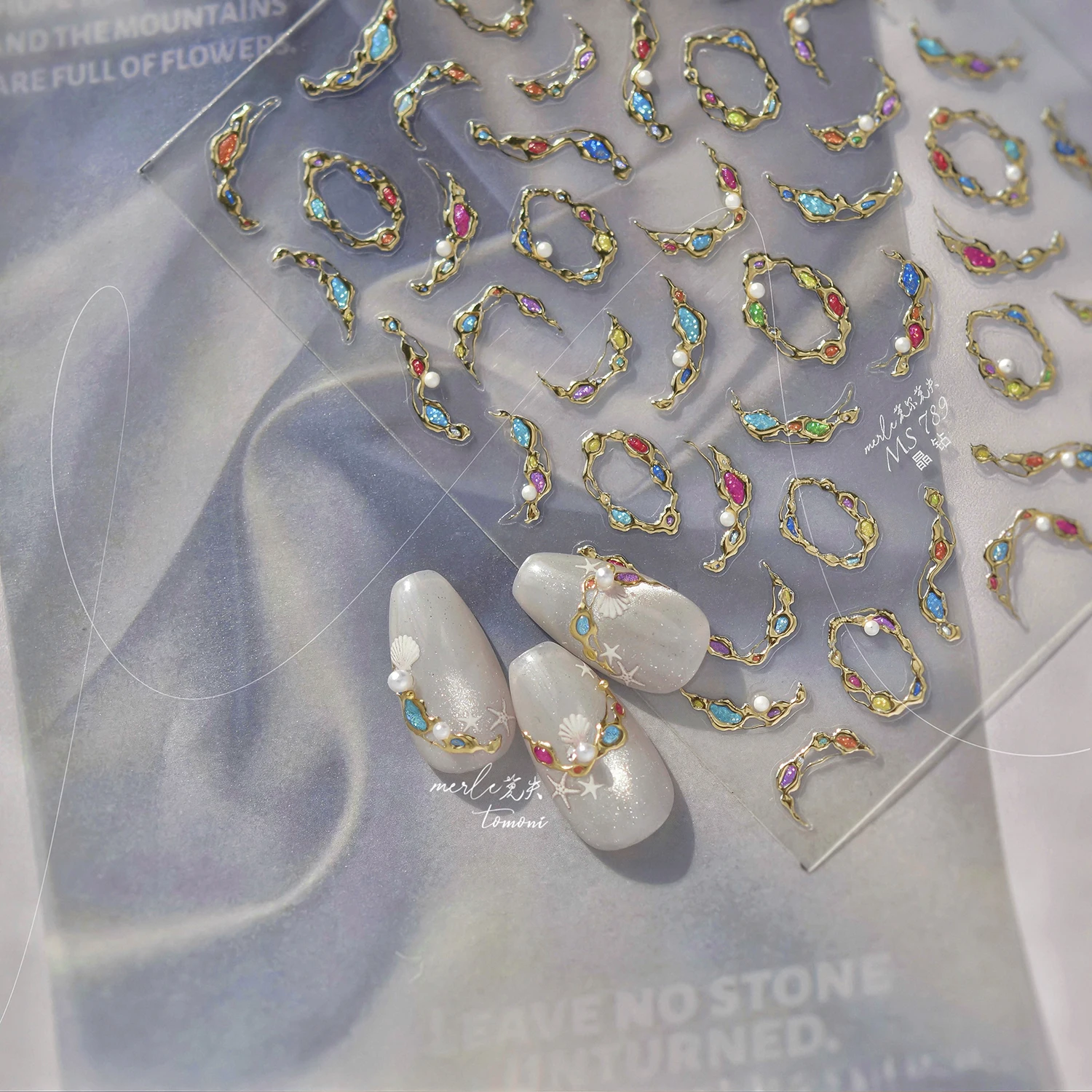 1 個 Tomoni 夏オーシャンビーチネイルステッカーシェル巻貝パール五芒星ステッカー Dor ネイルアート装飾 DlY ステッカー