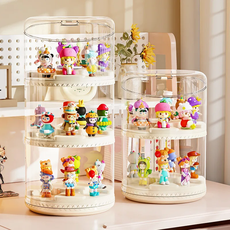 

Rotating Multi Tier Blind Box Display Stand with Dustproof Acrylic Showcase for Collectibles Organizer Creative Storage Cabinet