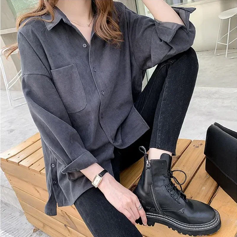 

Oversized Korean Style Blouses Long Sleeve Button Clothes Office Women Shirts Blusas Y2k Elegant Women Single Breasted Blouses