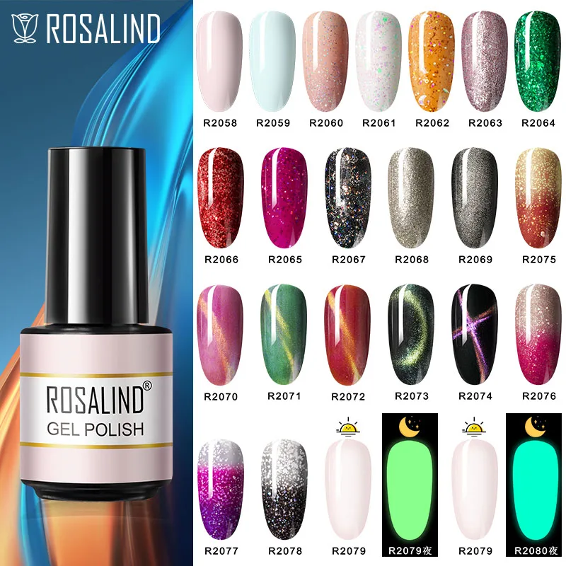 

ROSALIND Colorful Gel UV Nail Polish Hybrid Varnishes Semi Permanent Soak Off Base Top Coat Nail Art Gel Polishes 100+ Colors