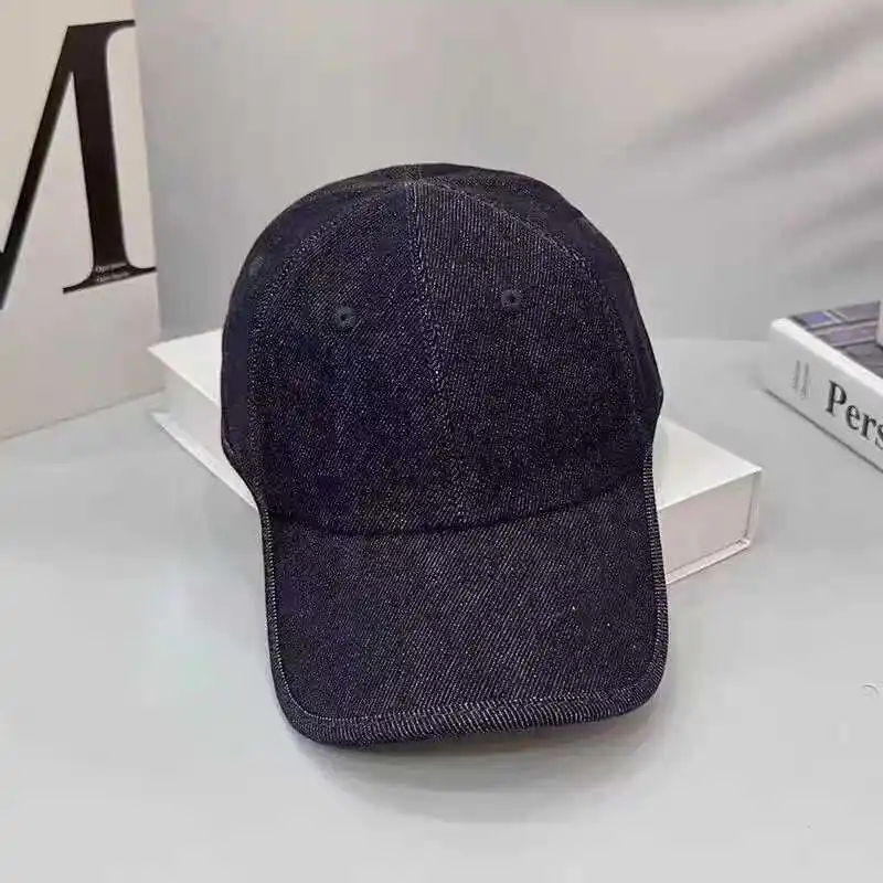 Dark Denim Baseball Cap with Trim, Unisex Retro Soft-Top Sun Hat, Versatile New Fashion Duckbill Cap