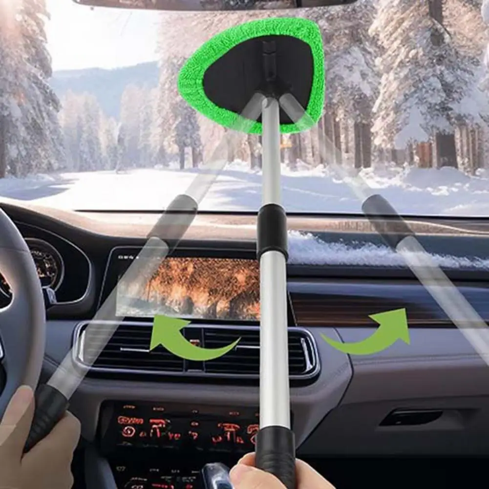 Car Window Cleaner Windshield Cleaning Brush with Long Handle No-Scratch Microfiber Towel Auto Glass Mirror Wand Care Kit