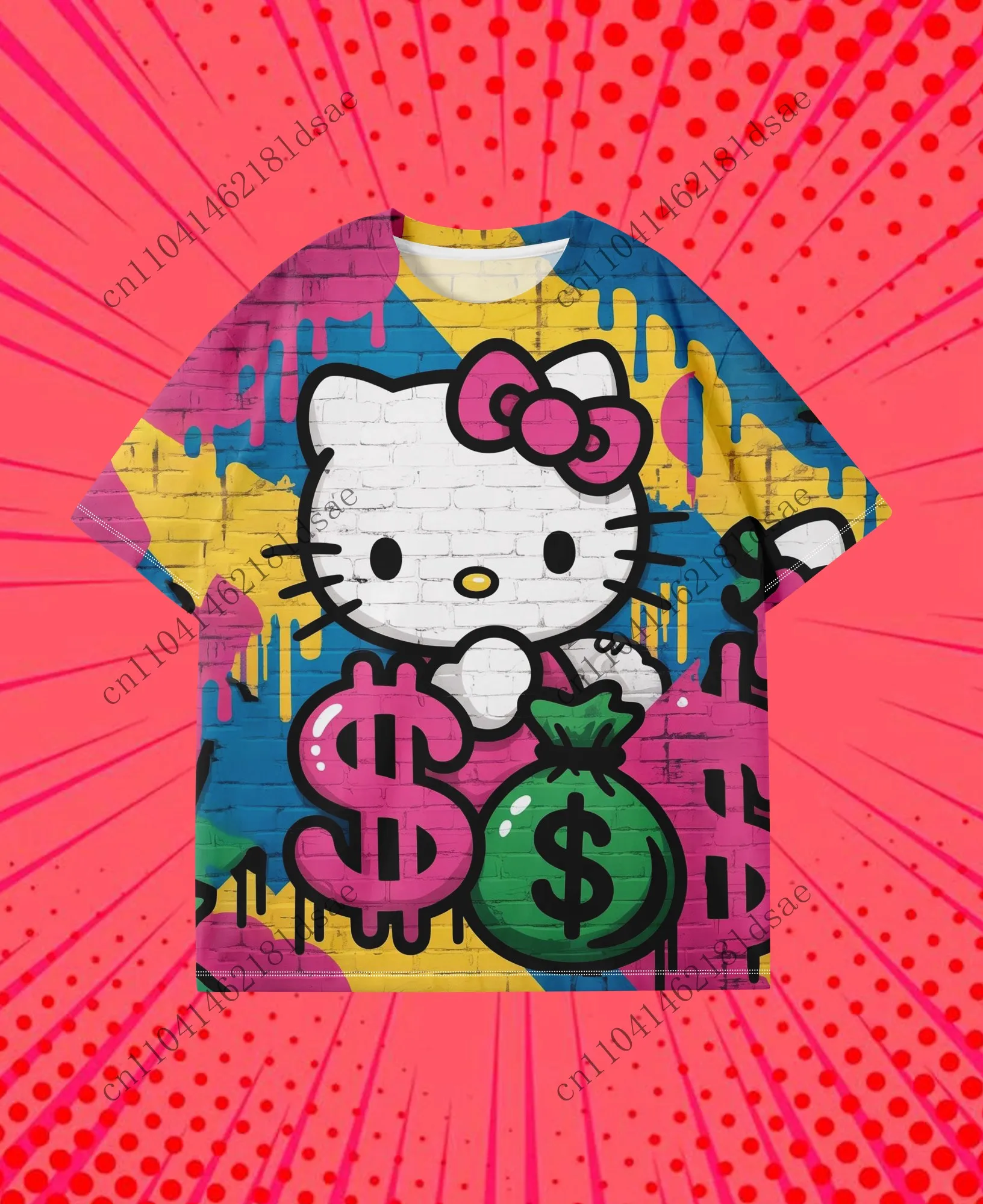 

Sanrio Hello Kitty, новые модные топы в стиле аниме Y2k, летние милые футболки с 3D принтом High Street, готические футболки с короткими рукавами для отдыха
