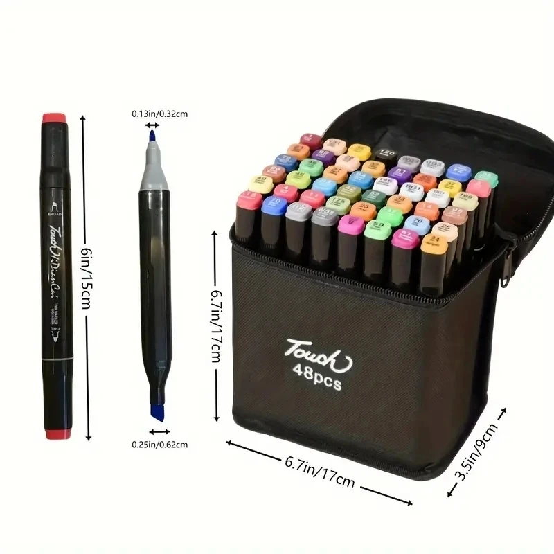 Double-headed Marker Sketch Pens Permanent Based Artist Markers with Case Coloring Drawing Sketching Card Making Illustration images - 6