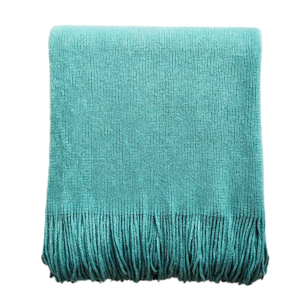 

Nordic Bed End Blanket Knitted Fashion Sofa Decoration Style Stylish Solid Color Fringed Tassel Knitting