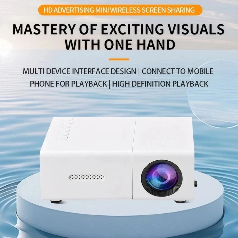 1080P LED Mini Projector with Remote Control 4K HD Video Projector Smart Mobile Projection Tool for Outdoor Camping Movies