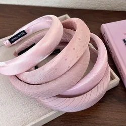 Sweet Shiny Pink Sponge Headband for Woman Girls Fashion Temperament Hair Hoop Wash Face Hair Band Female Party Hair Accessories