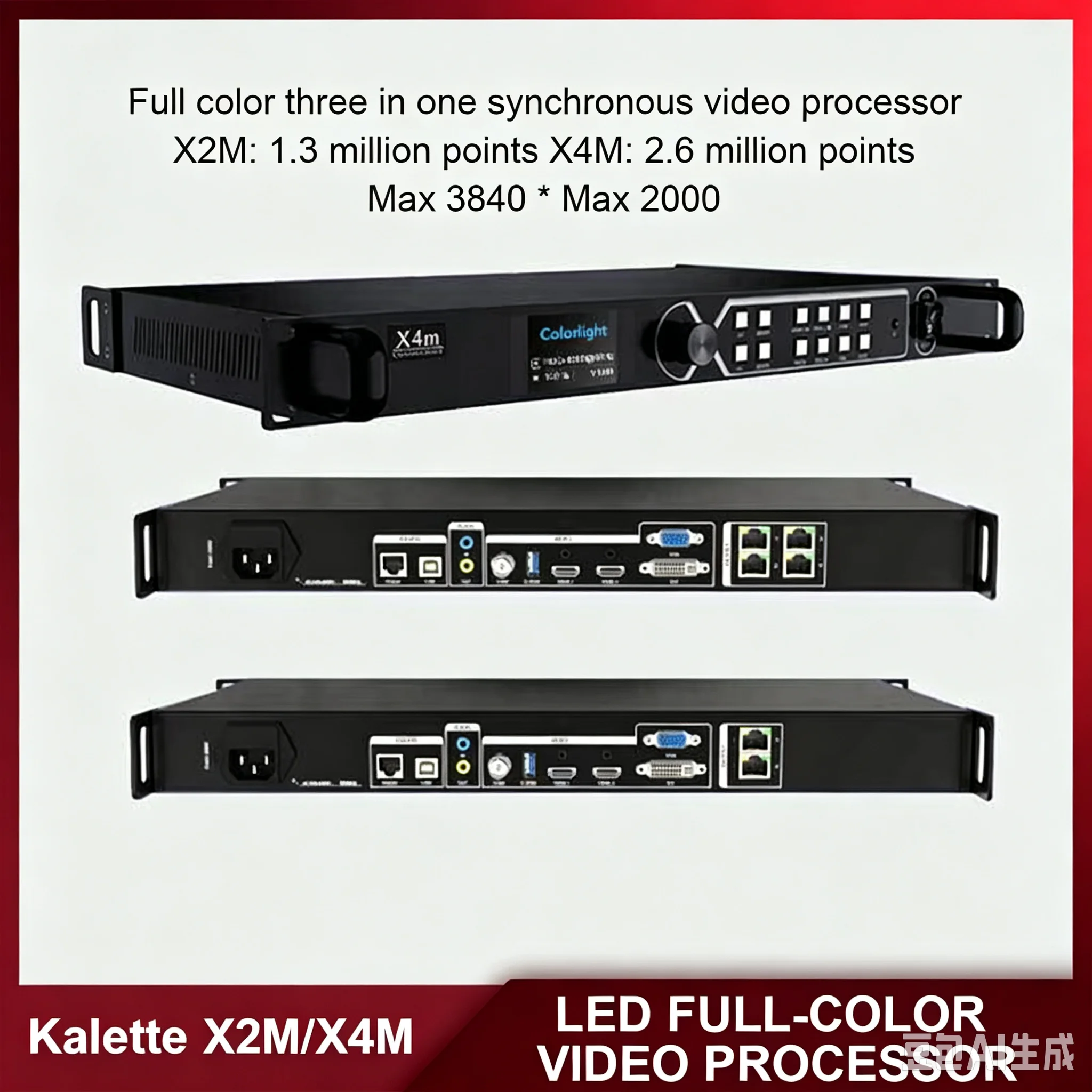KLT-X2M X4M Full Color Synchronous Video Processor LED Screen Main Control System Max Resolution 1920x1080 60Hz Player