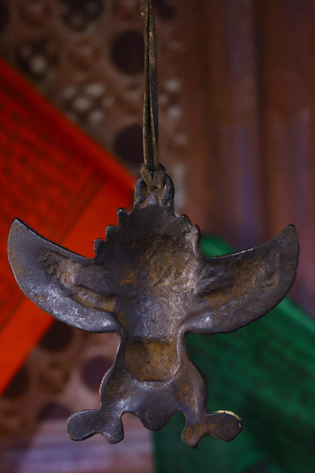 

4"Xizang Folk Collection Old Bronze Painted Supanna Garuda Dhwaja Buddha Buddha Card Amulet Pendant Town house Exorcism