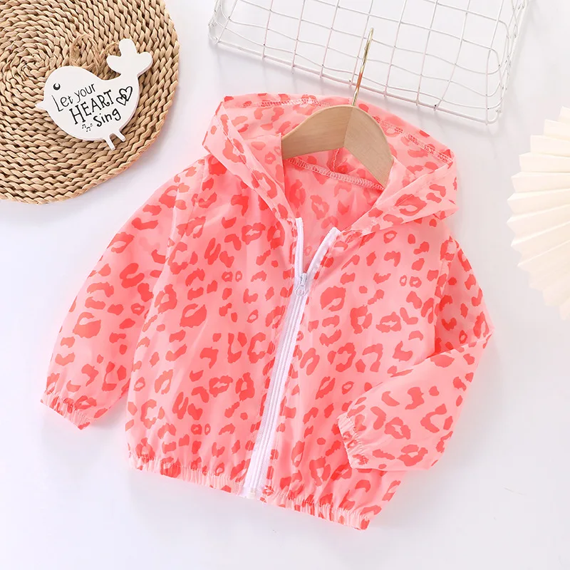 Ice Silk Breathable Children\'s Sun Protection Clothing 2023 Summer Hooded Thin Coat Boys Girls Print Air Conditioner Shirt