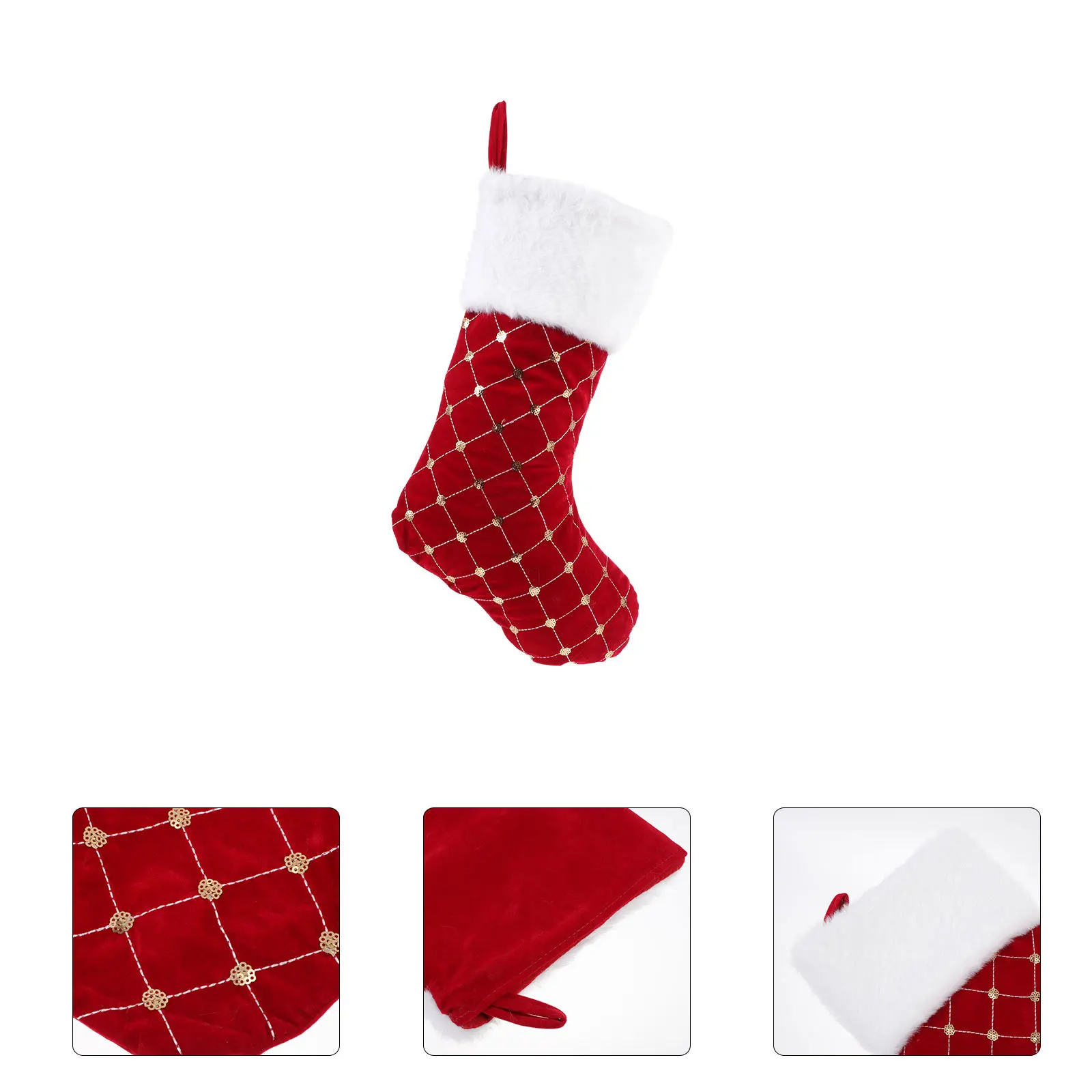 

1Pcs Christmas Sock Gift Stocking Candy Biscuit Bag Bright Color Xmas Hanging Decor for Tree Window Garden Christmas Sock