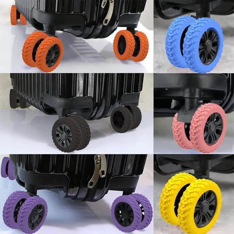 8PCS Suitcase Wheels Protection Cover Silent Rubber Luggage Roller Cover Trolley Box Casters Cover Travel Luggage Caster