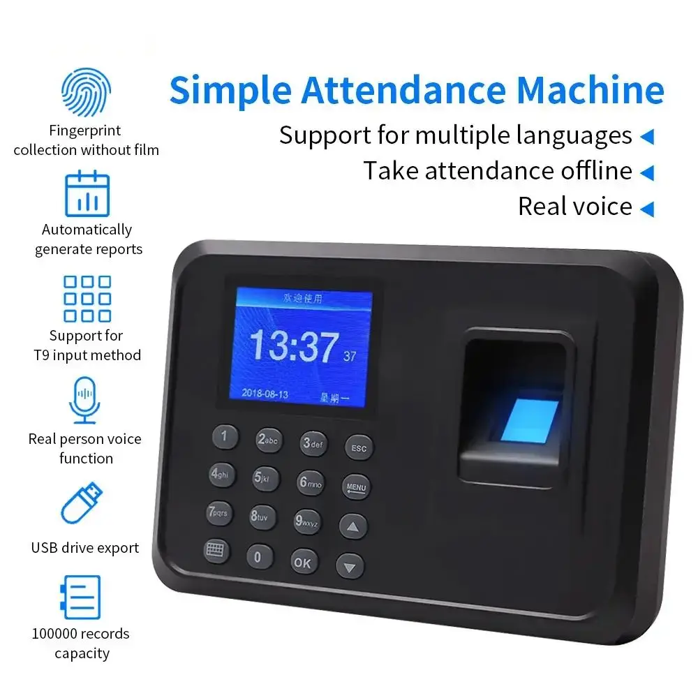 F01 Fingerprint Attendance Machine Electronic Attendance Recorder USB Data Output Management Device Employee Check-in Equipment