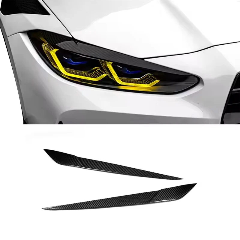 

High Quality Dry Carbon Fiber Headlight Eyebrows Lamp Eyelids Cover Trim Light Brow For M3 G80 M4 G82 G83 4Series G22 G26 2021+