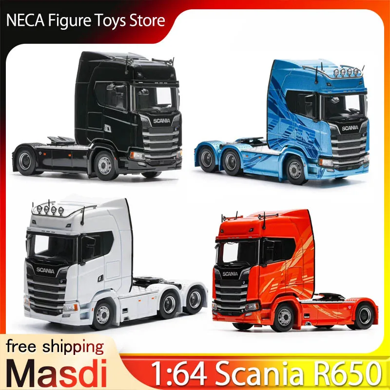 

Masdi 1:64 Scania R650 модель головы грузовика из сплава, коллекция строительных машин, комбинированный европейский полугрузовик, игрушечный дисплей, подарок