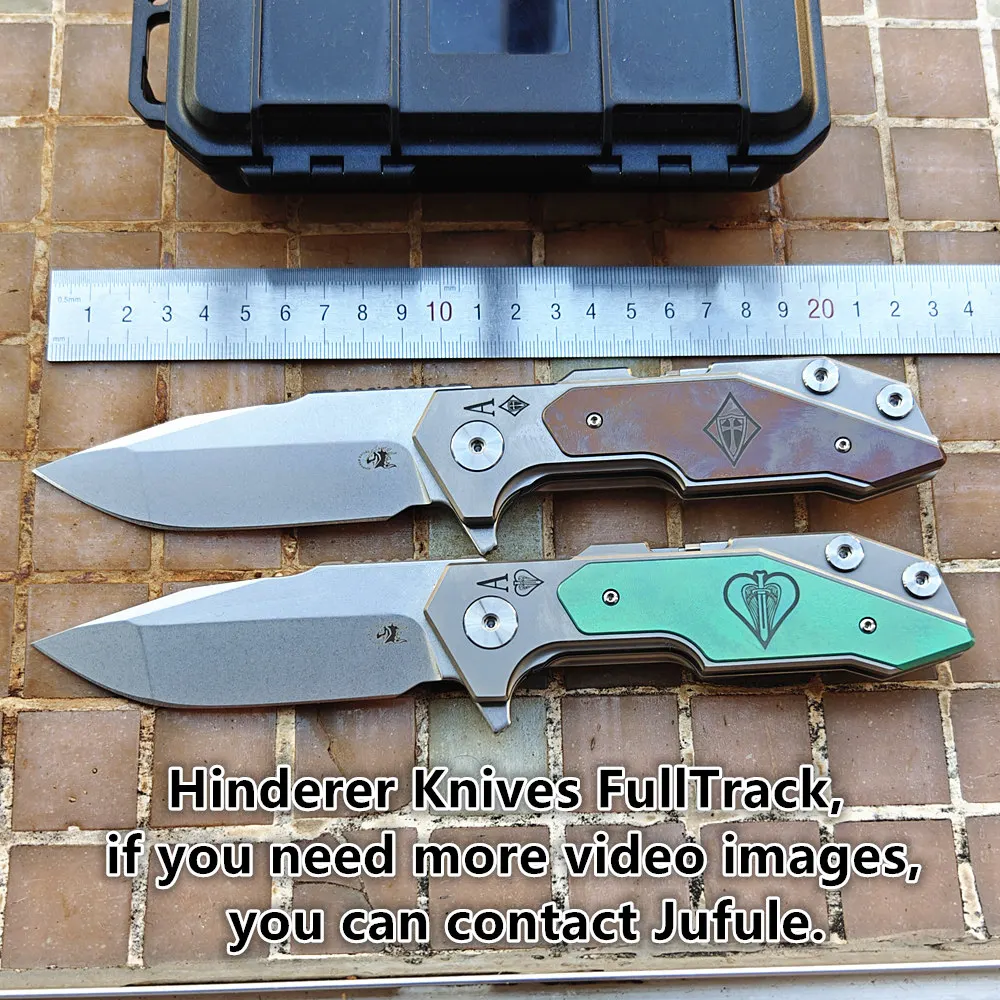 JUFULE Hinderer FULLTRACK Titanium Handle Ceramic Bearing 154CM Steel Tactical Pocket Camp Hunt Outdoor EDC Tool Folding Knife