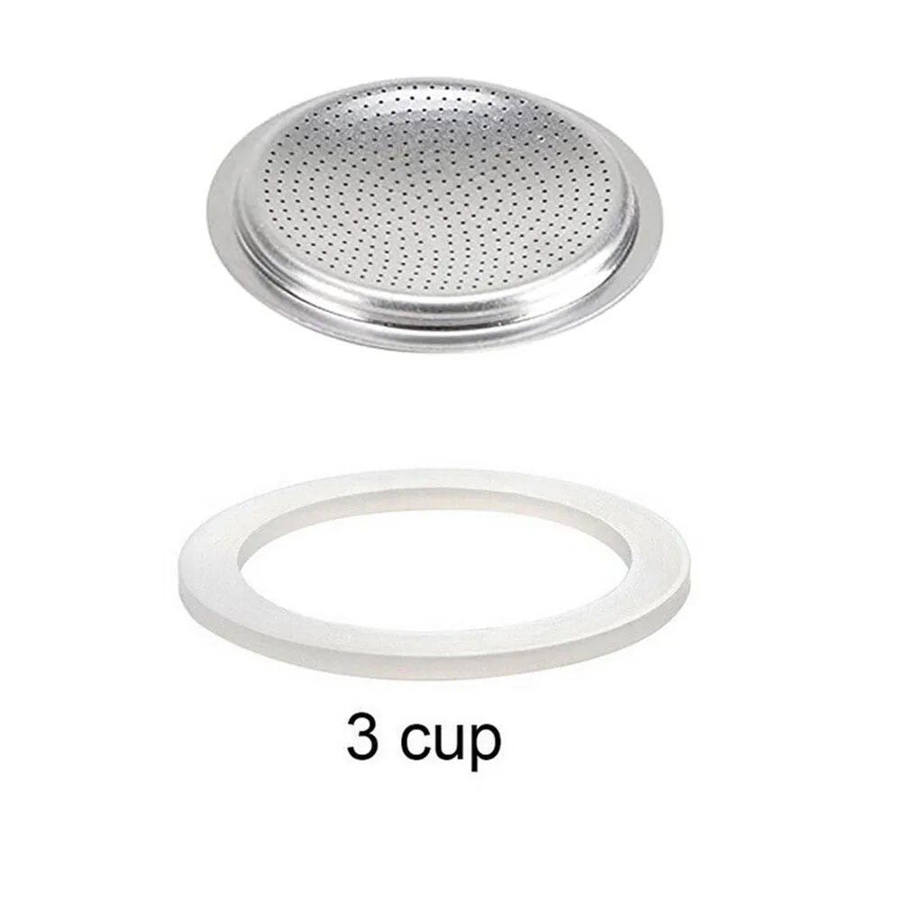 Moka Stove Pot Silicone Gasket Seal With Sieve Washer Gasket Ring Replacenent Parts For Coffee Maker Filter Accessories