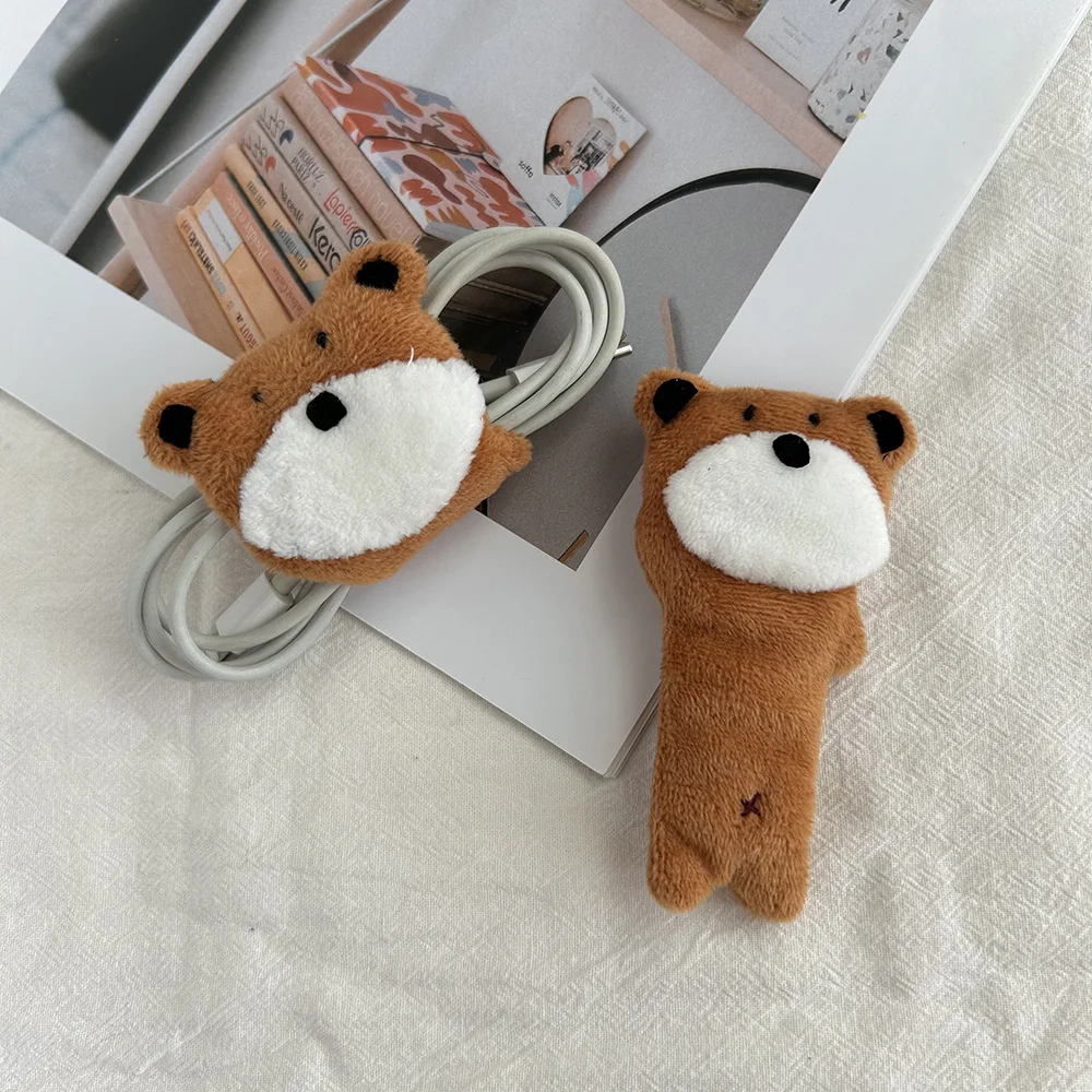 Cute Bear Pattern Portable Fabric Cable Organizer Buckle, Wired Earphone & Data Cable Storage Manager