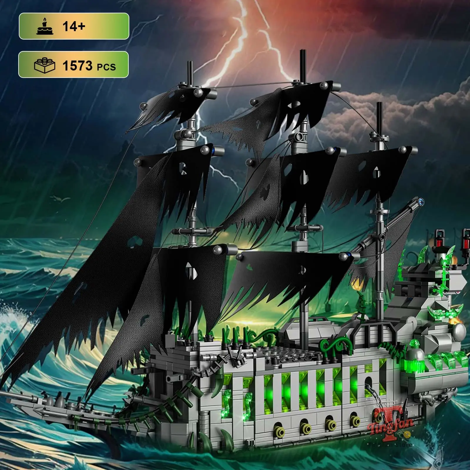 

1573Pcs Pirate Ship Building Blocks Set Ghost Ship Flying Dutchman Assembly Model Toys for Adult Boys Christmas Birthday Gifts
