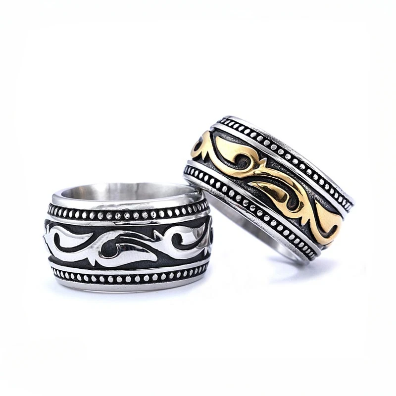 

Men's Vintage Domineering Totem Circle Stainless Steel Rings Size 7-15