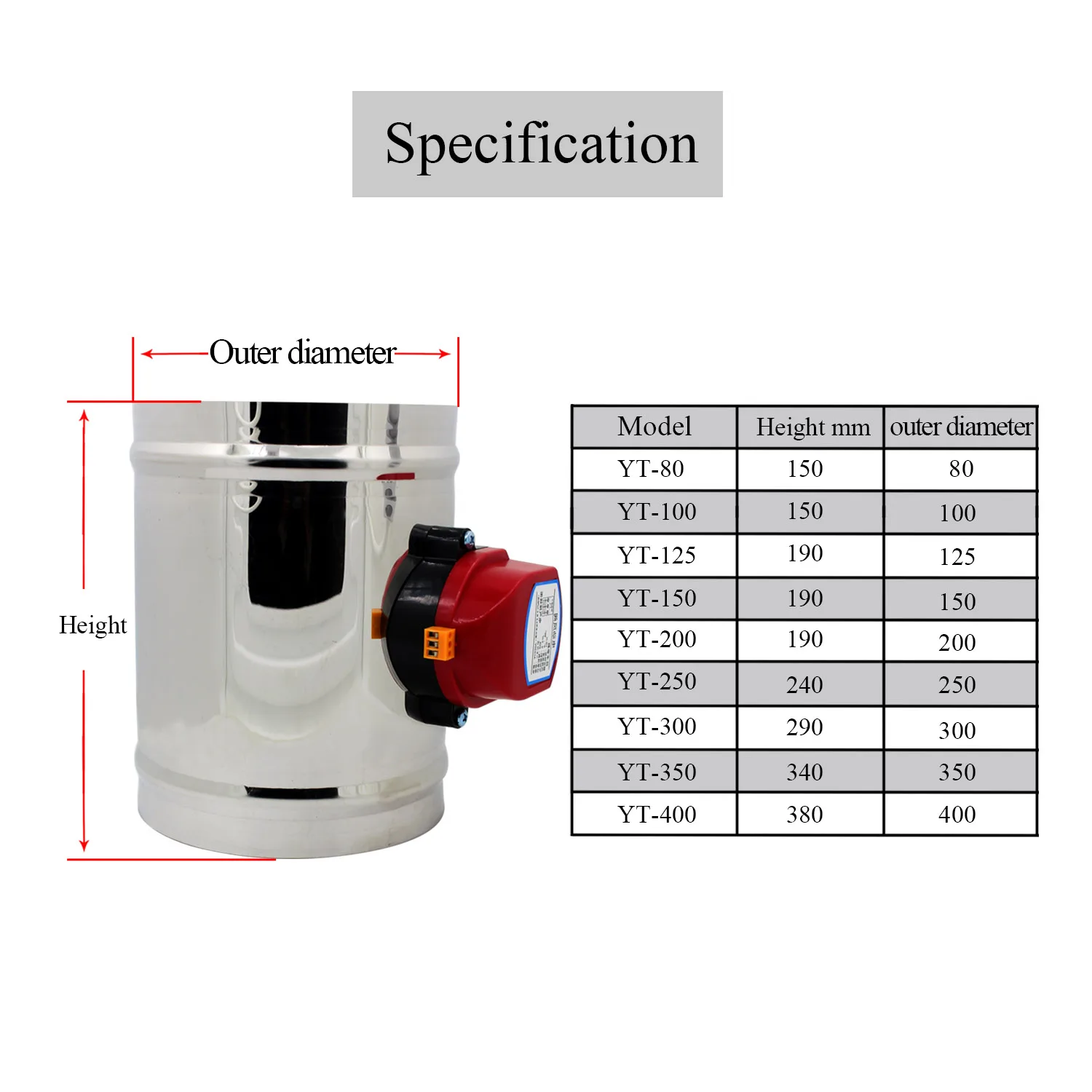 220v electric Motorized air Damper 1pc air Duct Vent air Damper HVAC vmc volume control Valve Diameter 80 - 400 mm