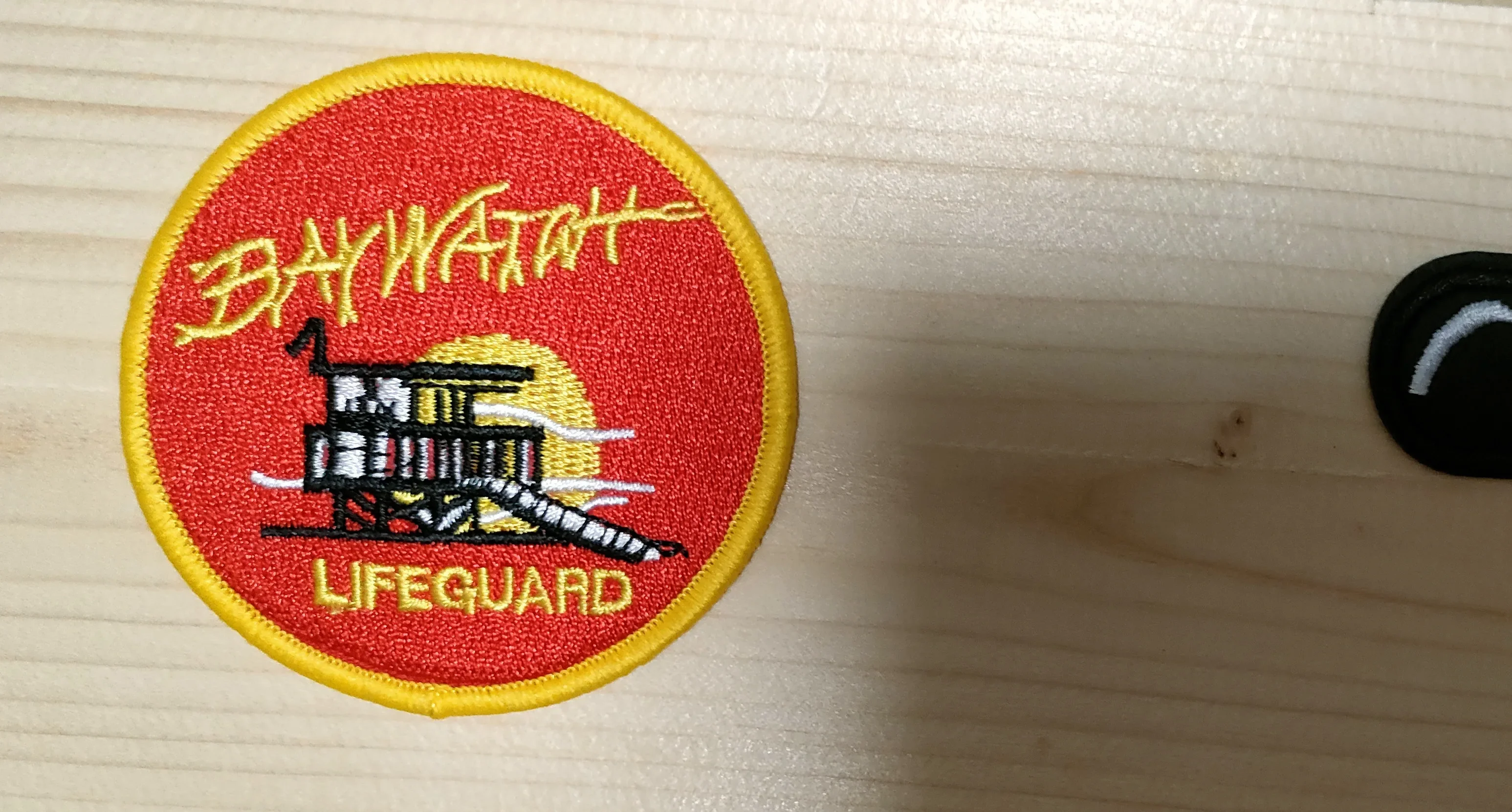 

1x Bay Watch LifeGuard Iron on Patch Black Yellow Punk Biker Security Safe Embroidery Life Guard Patch save Human ≈7cm