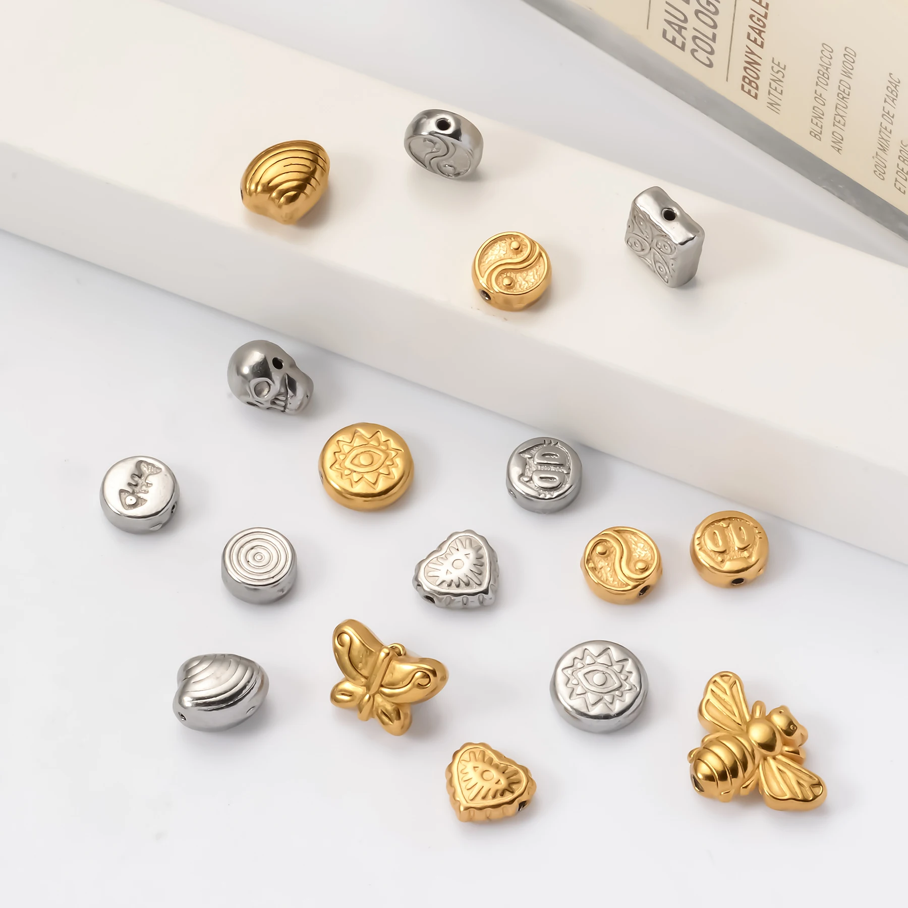 8Pcs High Quality Stainless Steel Casting Loose Spacer Beads Charms For Diy Beaded Bracelets Jewelry Handmade Making
