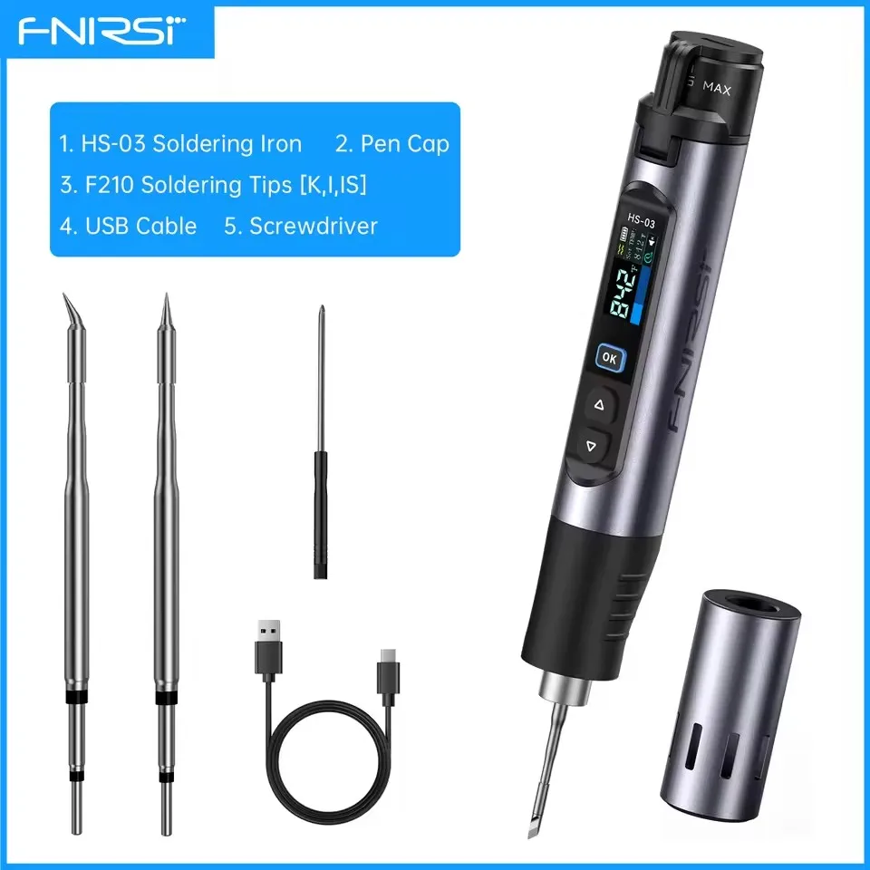 FNIRSI HS-03 Wireless Soldering Iron 10W Rechargeable Portable Soldering Iron 100-450℃ Adjustable Professional Soldering Kit