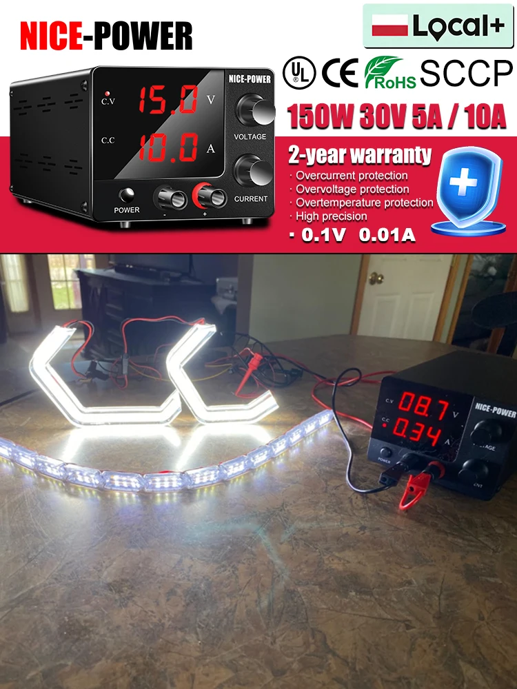 DC 30V 10A 5A Labor-Netzteil 150W Einstellbare Schaltnetzteil-Quelle für LED-Beleuchtung und Stromversorgungsgeräte