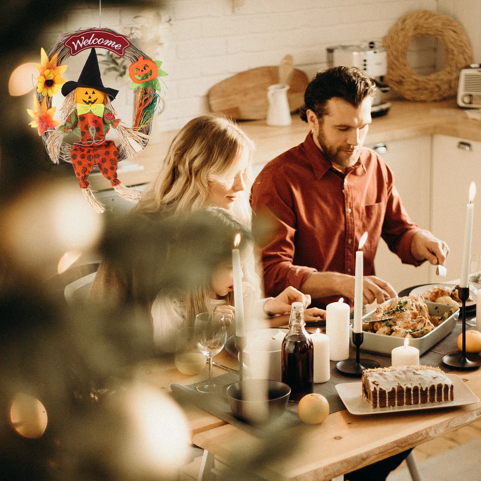 

Halloween Ghost Hanging Ornament Wood Cloth Welcome Board Decoration for Party Supplies Home Wall Door Hanging Halloween Craft