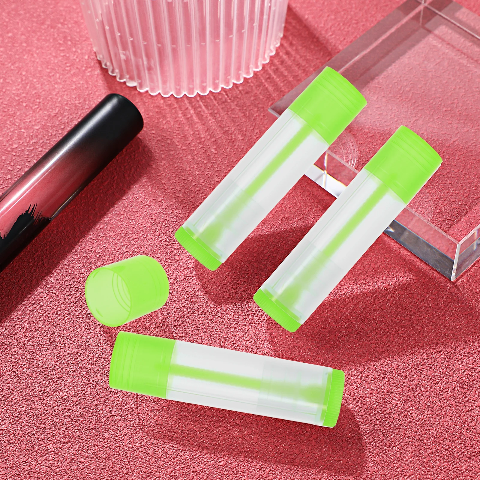 30pcs Lipstick Tubes Portable PP Material Refillable Lip Balm Containers Mini Gloss Travel Size Lip Balm Container DIY