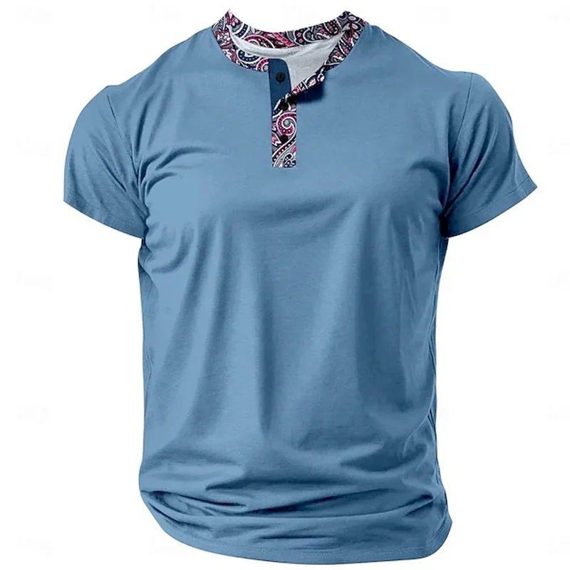 Sommer Herren Pullover Boutique Farbverlauf Bedruckt Atmungsaktiv Knopfleiste Pullover Herrenbekleidung 3D Waffel Kurzarm Mode-Oberteil – Detail 15