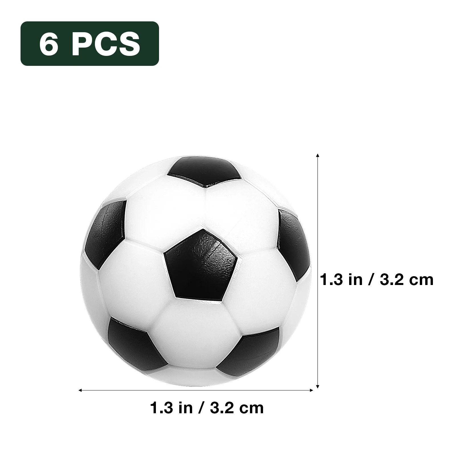 Mini football de table IkToys, 6 pièces, petit, noir et blanc, 32mm