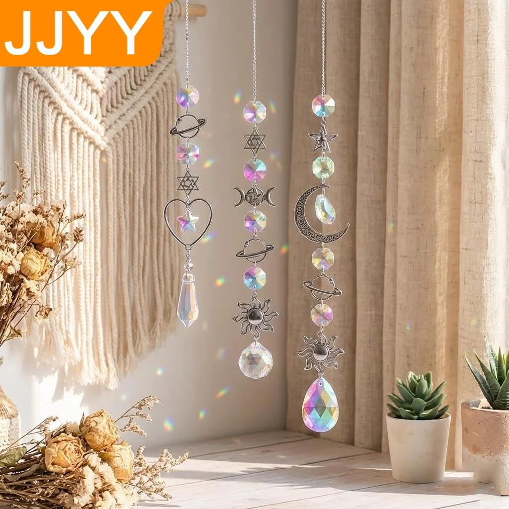 Crystal Prism Wind Chime Rainbow Maker Sun Catcher Hanging Decor for Home Garden Indoor Outdoor Decoration