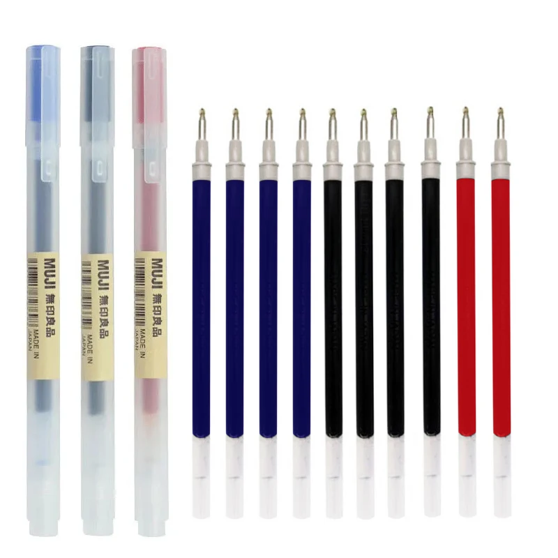 0.38/0.5mm Fine Gel Pen Blue/Black Ink MUJIs Refills Rod Handle Gel pen School Ballpoint Office Student Writing Stationery