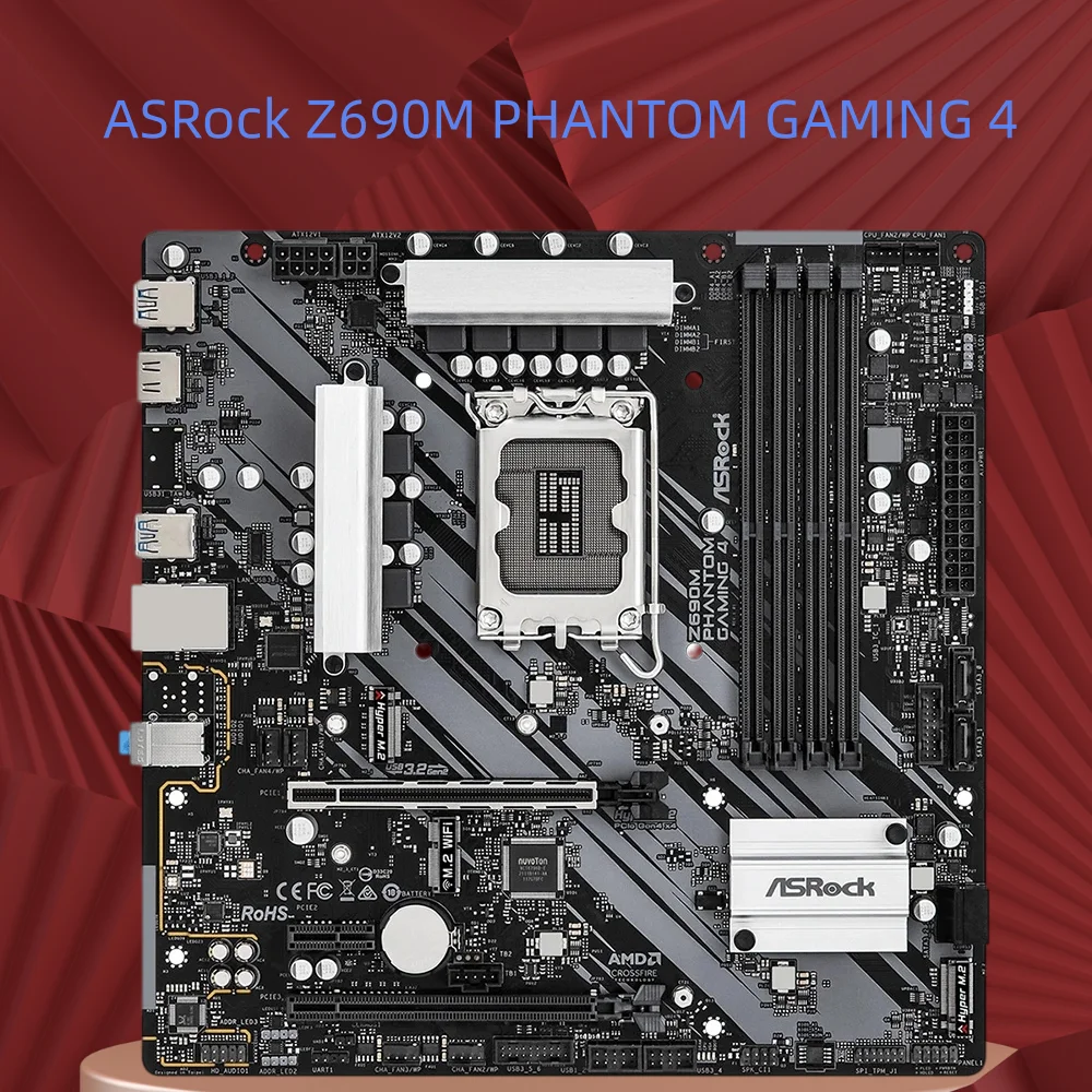 ASRock Z690M PHANTOM GAMING 4 Motherboard LGA 1700 intel Z690 Support 14900KF 12700K 12400F 12100F CPU DDR4 128GB M.2 HDMI mATX