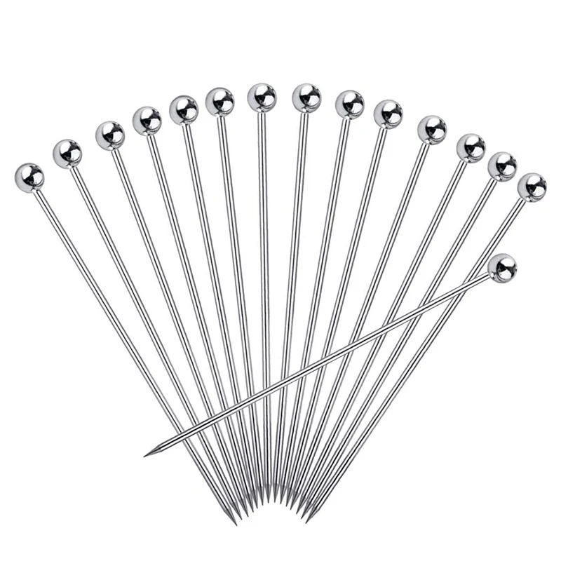 

15Pcs Cocktail Picks 4 Inch Reusable Stainless Steel Martini Picks Cocktail Toothpicks for Olives Appetizers Sandwich