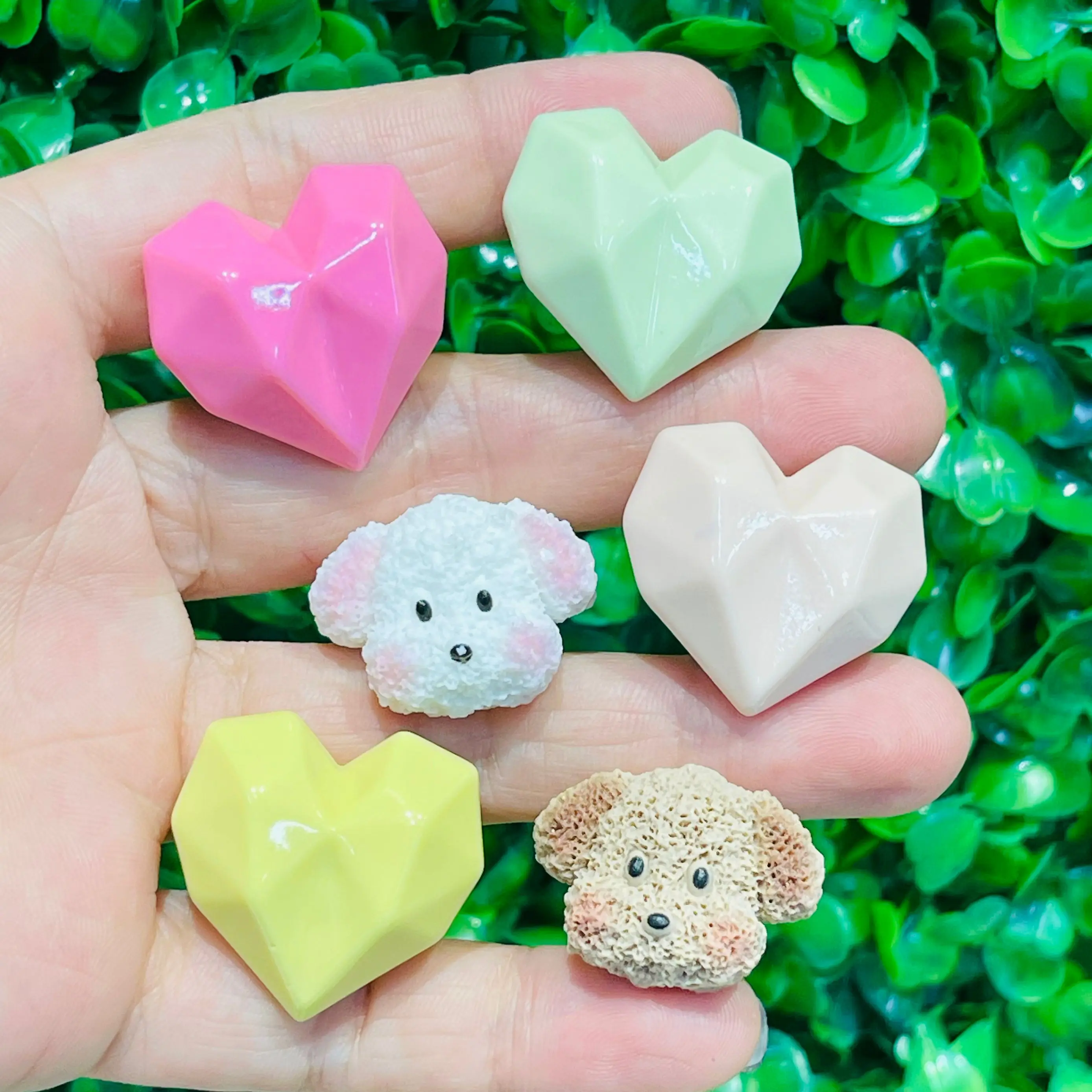 New Arrival 1-6Pcs Bright Color Heart Resin Shoe Charms Lovely Dog Sandals Decorations DIY Children Wristband