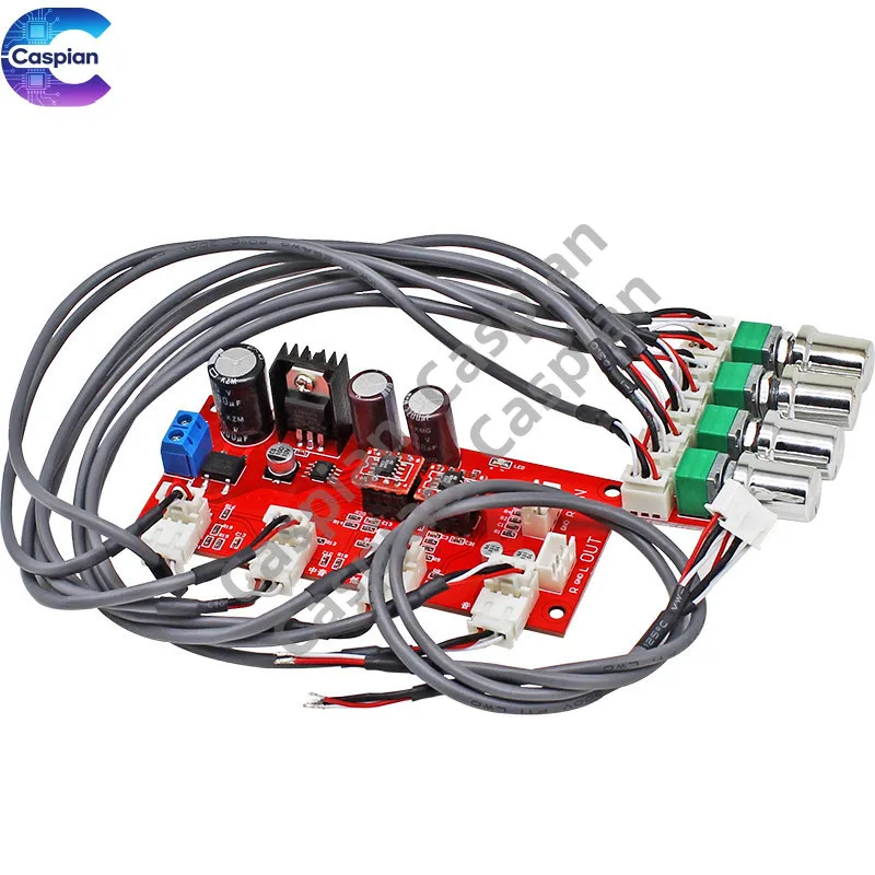 Single Power HIFI AD828 Preamp Board with Bass Mid Treble Control for High Fidelity Audio