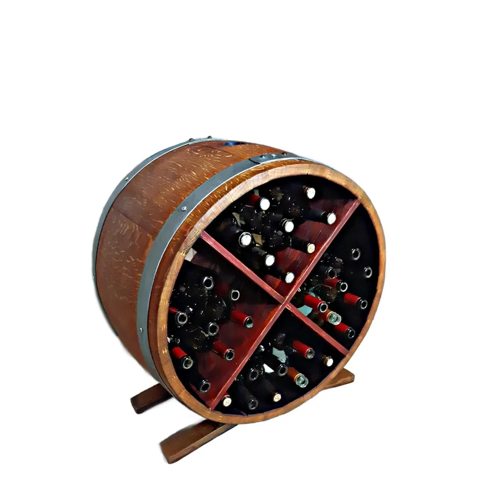 

32 bottle Liquor Cabinet, holds Wine, champagne, Whiskey bottles. Made of solid wine barrel oak.