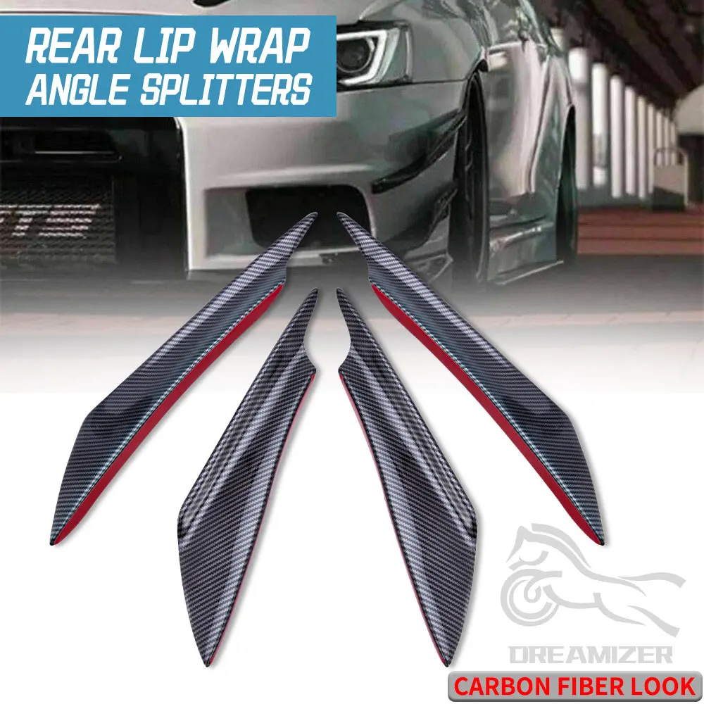 

Universal spoiler Car front Rear Bumper Side Canards Splitter Fins Black Front Bumper Car Spoilers Anti-collision Bumper Guard