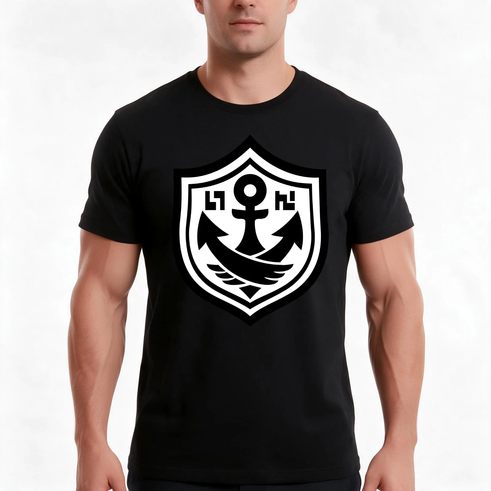 SquidForce White Anchor Tee T-Shirt Summer Casual Cotton Tee, Unisex Men Women