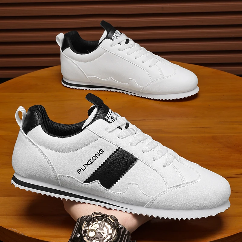 

White Men Sneakers Trendy Sports Casual Shoes Classic All-match Flat Sneakers Men's Shoes Sale Breathable Lace-up Running Shoes
