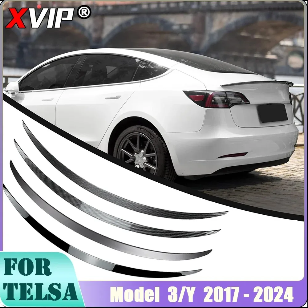 

Спойлер XVIP, совместимый с Tesla Model 3 17-23 Highland 2024, заднее крыло багажника, подходит для модели Y 21-24, глянцевый матовый стиль из углеродного волокна