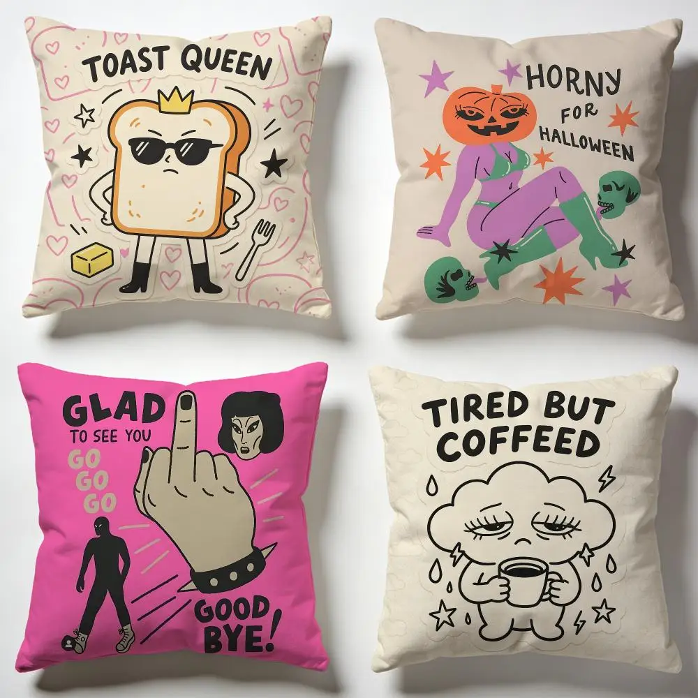 Edgy Funky Print Cushion Cover Soft Pillow Cases for Home Bedroom Living Room Sofa