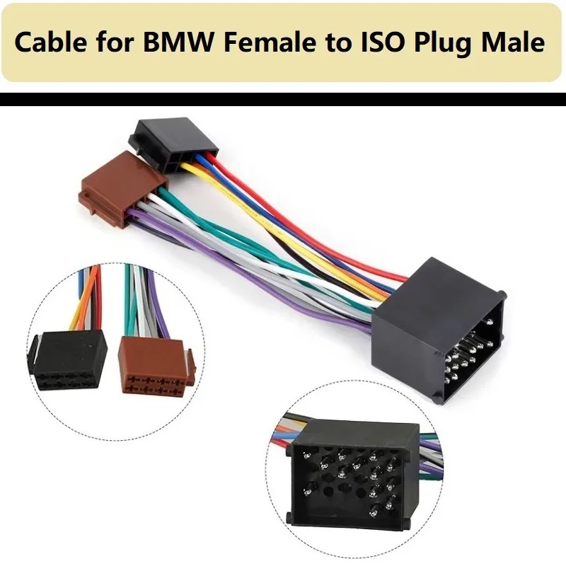 Car Radio ISO Adapter Cable for BMW Female to ISO Plug Male for BMW E36 E39 E46 E56 Mini Cooper for LAND ROVER