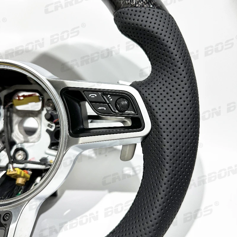 Sporty Carbon Fiber Car Steering Wheels Suitable for Porsche 911 992 998 Panamera Cayman Taycan Tayenne Macan Boxster Black