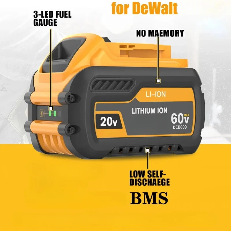 For DEWALT 20V/60V MAX 12Ah Compatible DCB609 DCB547-XJ DCB200 DCB201 DCB609 DCB182,DCB204 Battery for Flexvolt 60v Max Battery