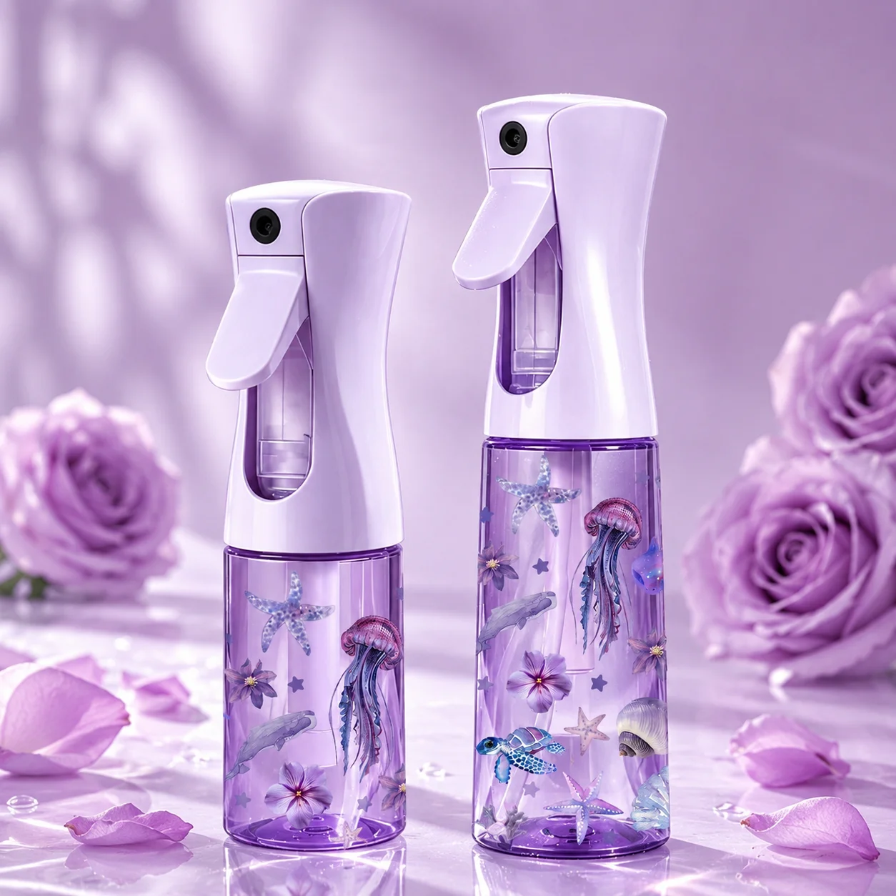 Lavender Ocean Continuous Mist Spray Bottle 200/300ML Refillable Fine Mist Water Sprayer for Hair Face Plants Home