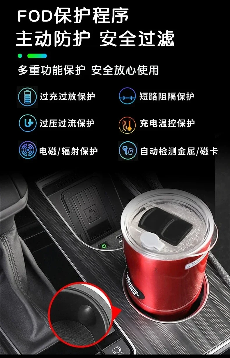 50W Wireless Charger For Toyota Sienna Granvia‌ 2021-2026 Car Center Console Intelligent Fast Charging Pad Mobile Phone Holder detail image 7